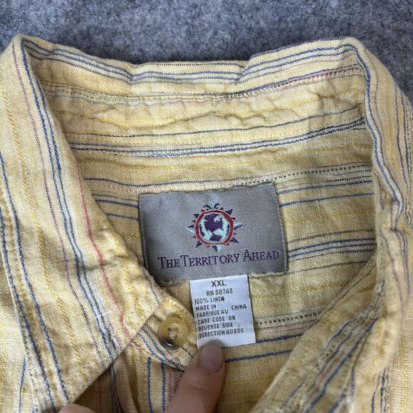 The Territory Ahead Shirt Mens 2XL 100% Linen Striped Button Down Gorpecore - Picture 5 of 9